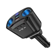 2 Way LED Car Cigarette Lighter Socket Splitter Dual USB Chargers Dock Adapter G