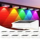 Solar Fence Lights 10 Pack, 9 Color Modes Outdoor Bulb Waterproof Led IP65, S...