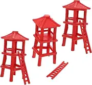 3pcs PVC Plastic Observation Tower Models DIY Miniature Scene Lookout Tower Scenery Decor