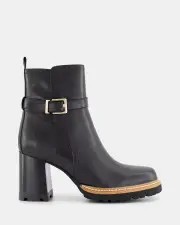 Shelly Shen Baya/Black Leather Womens Boots 10
