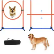 2-Set Adjustable Dog Agility Training Equipment for Backyard Set for Dogs, In...
