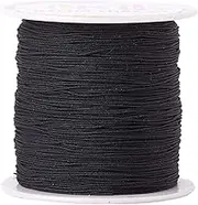 Pandahall 150 Yards Nylon Beading Cord 0.5mm Braided Nylon Thread String Chinese Knotting Cord with Plastic Spool for DIY Craft Jewelry Making (Black)