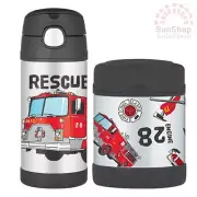 THERMOS Funtainer S/S Vacuum Insulated 355ml Bottle & 290ml Food Jar Fire Truck!