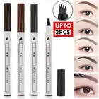 Eyebrow Pen 4 Fork Tip Ink Microblading 3D eyebrow Waterproof Brow 45 degree