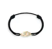Dinh Van 18K Yellow Gold Menottes R10 Diamond Intertwined Handcuff Charm Adjustable Cord Bracelet