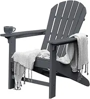 OTSUN Adirondack Chair, Large Lawn Chair Weather Resistance, 4 Steps Easy Assembly, Patio Chair for Fire Pit, Yard, Porch, Garden, Deck, Swimming Pool, Grey