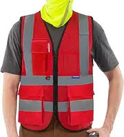 AYKRM 21 colors high Vis vest Zipper Front High Visibility vest Hi Vis Executive Vest Waistcoat with Phone & ID Pockets