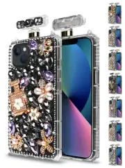For Apple iPhone 13 Pro - Perfume Bottle Cover Case w/Gem Rhinestone Strap