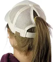 [C.C] Ponycap Messy High Bun Ponytail Adjustable Mesh Trucker Baseball Cap Hat
