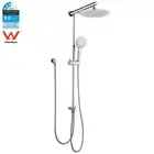 9" Rain Shower Head Hand Held Sliding Rail 2 in 1 Set Dual Hose Chrome Round