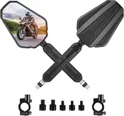 OFIG Adventure Motorcycle Mirrors, Adjustable Motorcycle Side Mirrors with 7/8" Handlebar Mount 8mm 10mm Screws Fit for Motorcycle Scooter Moped Dirt Bike Quad