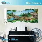 3D Wall Stickers Removable Jurassic Park Dinosaur Broken Wall Kids Room Decal B