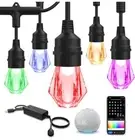 Smart Outdoor String Lights, 64ft RGB LED Patio Lights 24 Bulbs, IP65 Waterproof