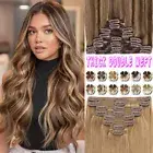 Double Wefted Clip In Balayage Remy Human Hair Extensions Thick 8Piece Full Head