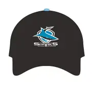 Cronulla Sharks 2024 Media Cap One Size Fits Most Blk/Sky Hat NRL Classic