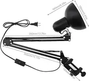 Household Desk Lamp with Flexible Leg Armband Rocker Arm Mounting Lamp Black Reading Lamp for Home Office Study（American Plug）(Color:A)