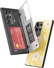 [TORU] CX Hybrid for Samsung Galaxy S23 Ultra Wallet Case | Dual Layer Slim Protective Hard Cover with Hidden 2-Credit Card Slot Holder - Floral Pattern