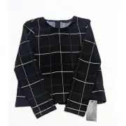 ZARA BASIC Long Sleeve Checked Top With Back Zipper Size XS