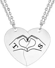 [Kehuify] ​Pop Superstar Inspiration Necklace Album Gift Song Necklace Heart Initial Charm Friendship Necklace Merch Fan Music Lover Gift, silver