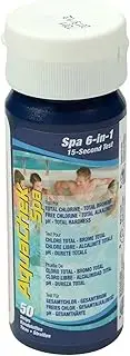 AquaChek SPA 6-in-1 Test Strips - Spa Test Strips for Total Bromine, Total Chlorine, Free Chlorine, pH, Total Alkalinity, and Total Hardness - Professional Water Quality Testing Kit (50 Strips)