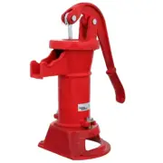 Well Water Hand Pump Pitcher Spout Red Cast Iron Outdoor Yard Ponds Garden Farm