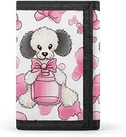 [POTSCBVW] Perfume Bottle And Poodle Wallet Compact Trifold Wallet with Keychain Lightweight & Durable Purse for Outdoor