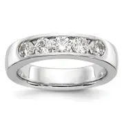 1.00ct. CZ Solid Real 14K White Gold 5-Stone Channel Wedding Band Ring