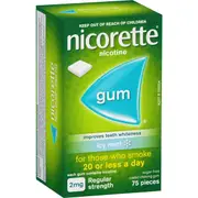 Nicorette Quit Smoking Regular Strength Nicotine Gum Icy Mint 75 pack