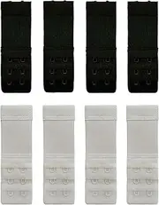 [FOTN] Adjustable Bra Extender 2/3 Hooks – Soft material Comfortable Fit, Fitting for Plus Size, Postpartum, and Maternity, 8 Pcs, Black, White, 2 Hook, 0.5''inch