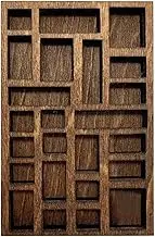Trinket Display Shelf - Rustic Shadow Box Organizer, Wall Mounted Floating Shelf with 25 Compartments | Miniature Rustic Shadow Box Display Shelf, Wooden Decor Figures for Living Room