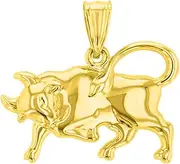 [Jewelry America] High Polish 14k Yellow Gold 3D Taurus Zodiac Sign Bull Animal Pendant