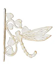 Mr Gecko DragonFly Single Cast Iron Wall Hook Hanger Hand Made Antique White