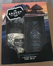 The KRAKEN Black Spiced Rum Tiki Cup LIMITED EDITION plastic With Empty Bottle
