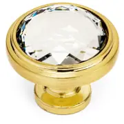 *20 Pack* Cosmas Brushed Brass & Clear Glass Round Cabinet Knob #5317BB-C