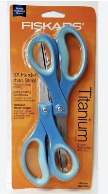Fiskars 8" Titanium 2 Pack Non-Stick Scissors (Teal) 154090-1004