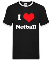 I Love Netball - Mens Ringer - Game Sport Net Ball Court Team Player