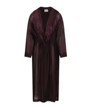 V-neck Fringe Cotton Silk Dress 1,2 Black