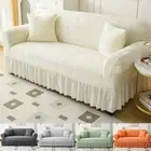 1/2/3/4 Seater Sofa Cover With Skirt Tree Leaves Jacquard Elastic Sofa Slipcover