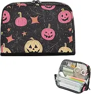 Pencil Box Case Large Capacity Storage Bag Big Capacity Organizer Box for Teens School Supplies Cartoon Cute Pink Khaki Halloween Pumpkin