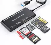7 in 2 USB C 3.0 Card Reader, USB SD Card Adapter for SD, CF, TF, MS, Micro SD,