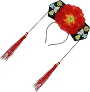 [ORFOFE] Retro Chinese Qing Headband Flower Clip Photo Prop for Boys and Girls' Festival Costumes