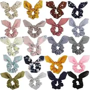 AOPRIE 20 Packs Hair Elastics Scrunchies, Elegant Hair Elastics Bunny Ear Scrunchies Chiffon Hair Scrunchies Hair Bow Chiffon Ponytail Holder Bobbles Soft Bow Scrunchies for Women Hair Bands Hair Ties