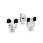 Disney Couture Mickey Mouse Crystal Stud Earrings White Gold Authentic