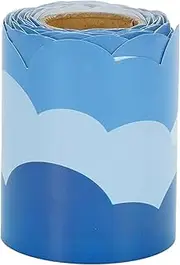 Parliky 1 Roll Cloud Border Sticker Classroom Border Strips Wall Paper Borders Bulletin Board Wall Bulletin Board Decoration Wall Border Strips School Sky Border Blue Coated Paper Stickers
