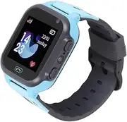 [Cuifati] Kids Smart Watches 1.44 Inch Color Touch Screen Waterproof with SOS GPS Tracking Two-Way Call Voice Chat LBS Positioning Games Gift (Blue)