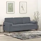 3-Seater Sofa with Throw Pillows Dark Grey Velvet
