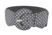 TFJ Women Fashion Gray Belt Elastic Hip Waist Stretch Fabric S M White Polka ...