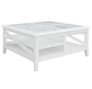 VI Hamilton Solid Timber Square Glass Top Coffee Table