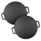2X 40X33cm Cast Iron Induction Crepes Pan Baking Cookie Pancake Pizza Bakeware