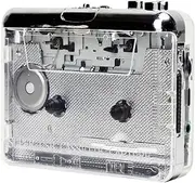TON010 Portable Cassette to MP3 Player USB Tape Player MP3 Converter with 3.5mm AUX Input Software CD Cassette Capture Audio Music Player Compatible with PC Transparent